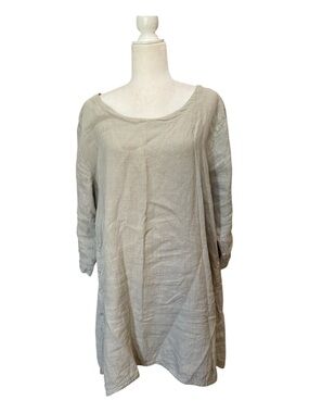 cut loose Light Gray Scoop Neck Linen-Blend Tunic